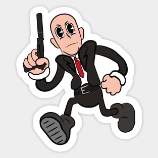 Secret agent bald assassin rubber hose vintage cartoon Sticker